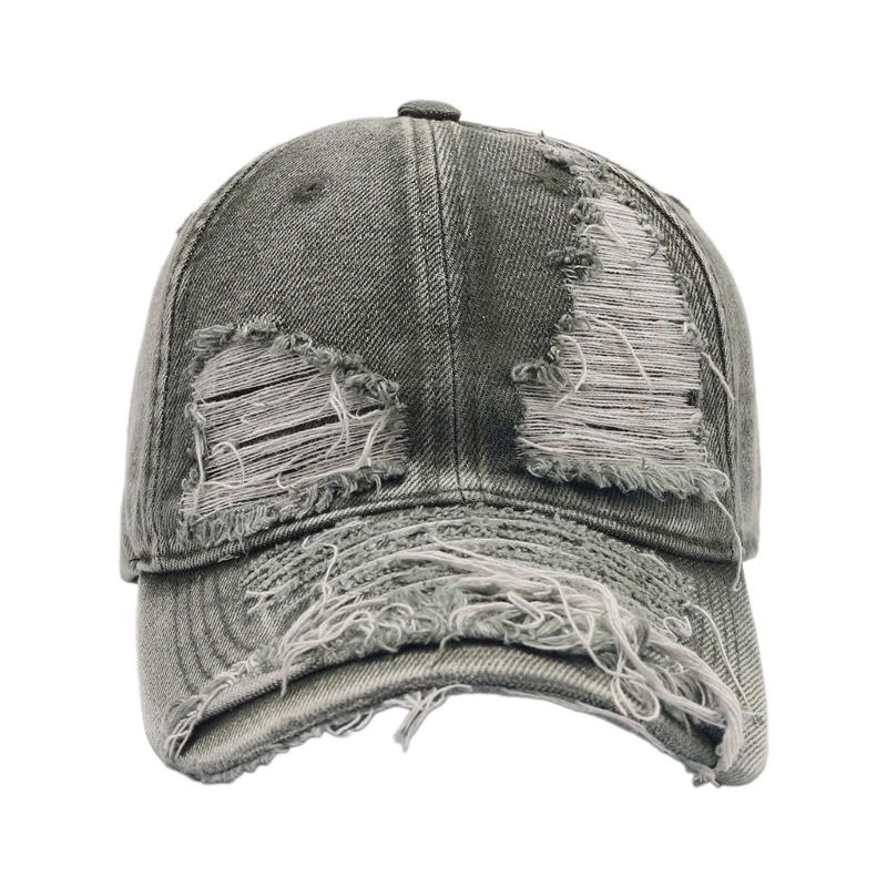 Zerrissener Hut Lange Krempe Distressed Hut Atmungsaktive Baseballkappe Damen Frühling Street Snap Hut Sonnenschutz Camping Wanderhut