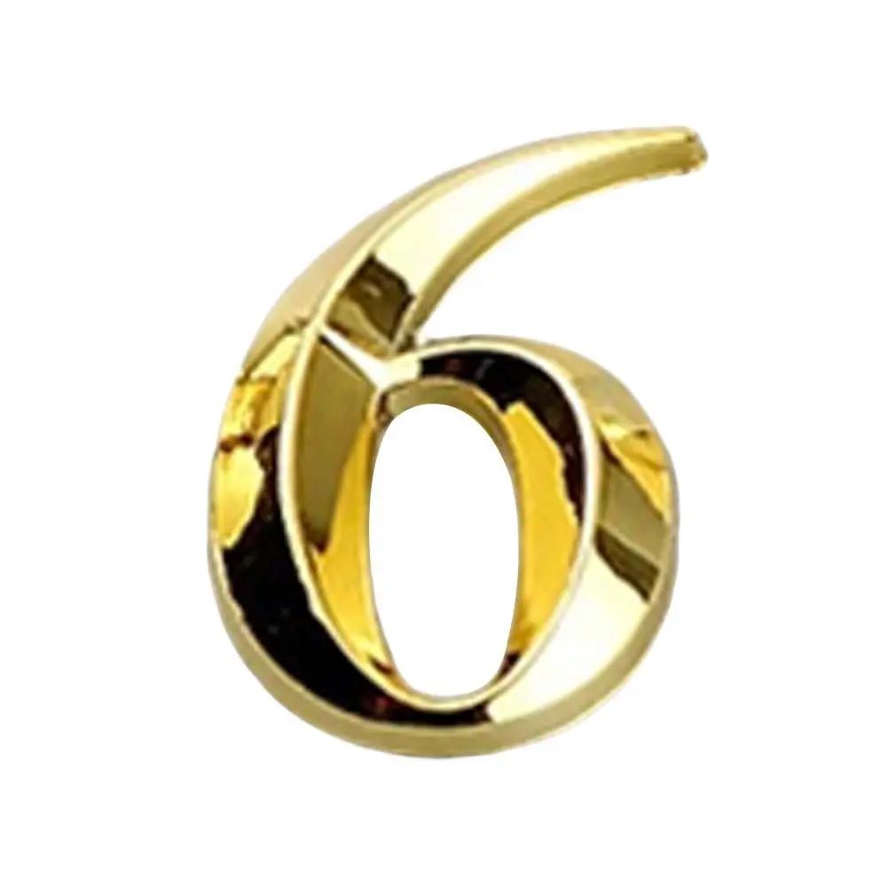 3D Door Number ABS Injection Molding Electroplating Plate Digits 0 To 9 Golden Door Self Adhesive Street Sticker Outdoor
