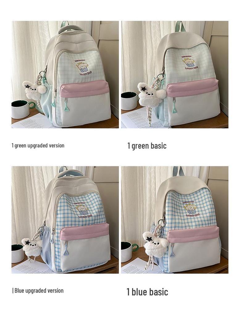 Extra Large Japanese Style Plaid Backpack for Middle & High School Students