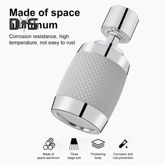 360-Grad-Schwenkhahnverlängerung mit einstellbaren Wasserflussmodi Spritzwassergeschützter Küchenhahnbelüfter