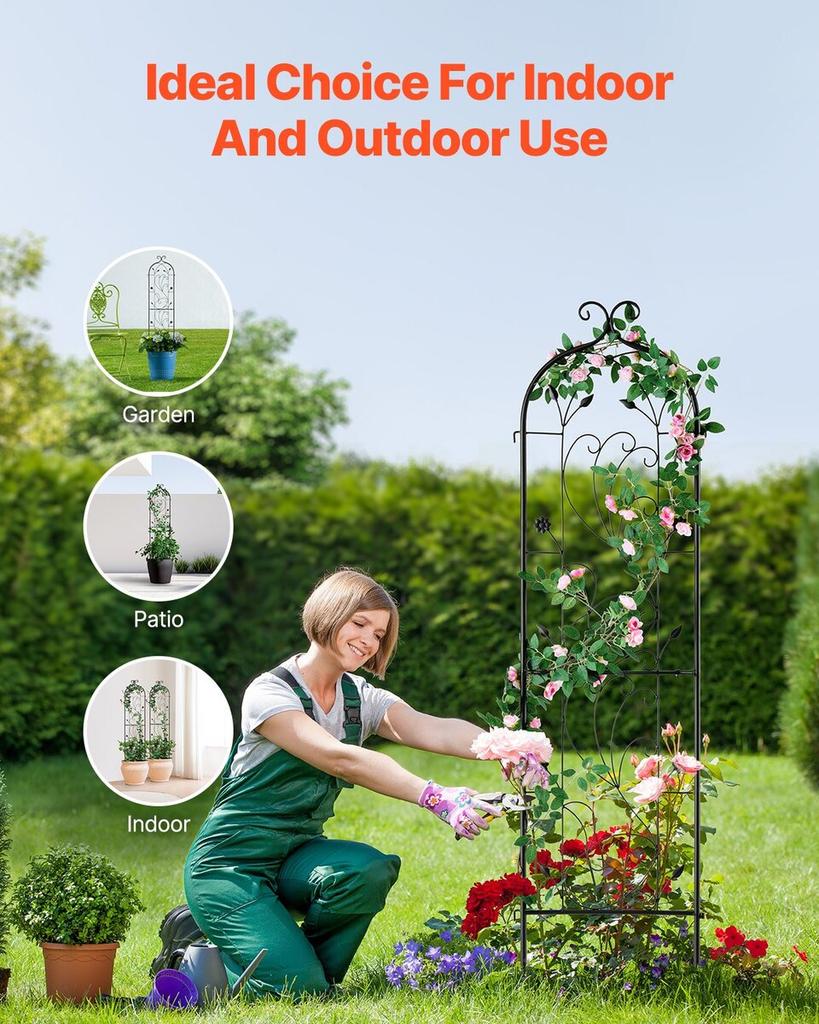 2 Packs Metal Garden Trellis for Climbing Plant Support 60x15 In Rustproof