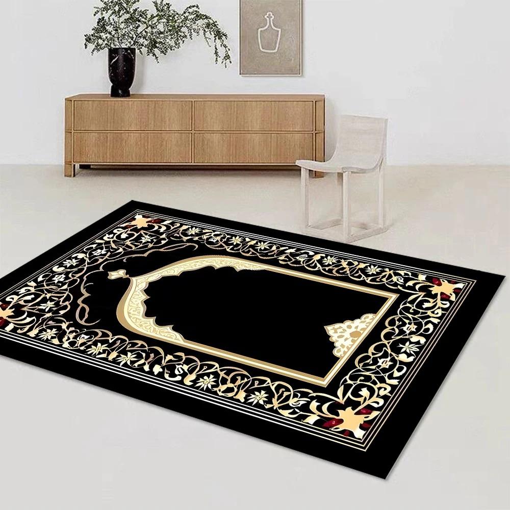 Islamischer Muslimischer Teppich für Wohnzimmer Schlafzimmer Nachttisch Bodenmatte Zuhause Lounge Dekoration Saugfähig Anti-Rutsch Fußmatte Gebetsteppiche
