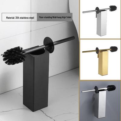304 Stainless Steel Floor-Standing Toilet Brush with Punch-Free Wall Mount & Deodorizing Long Handle