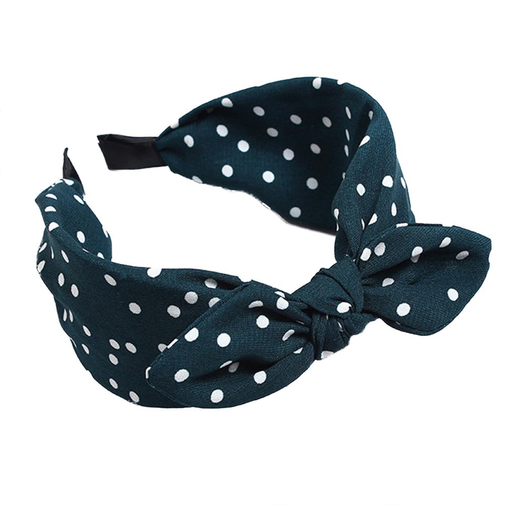 Sweet Polka Dot Print Bowknot Hair Hoop Women Wide Band Cloth