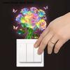 Glow-in-the-Dark Flowers Switch Sticker Self-Adhesive PVC Switch Outlet Decor Easy Peel Tulip Lily Sunflower Wall Sticker