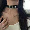 Gothic Punk Belt Buckle Choker Necklace Dark Durable PU Leather Jewelry for Men Women Music Festival Outfit