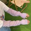 Gradient Color Ice Silk Arm Sleeves Loose Fit Breathable Sun Protection Arm Sleeves Elastic Long Sleeve Fingerless Arm Sleeves