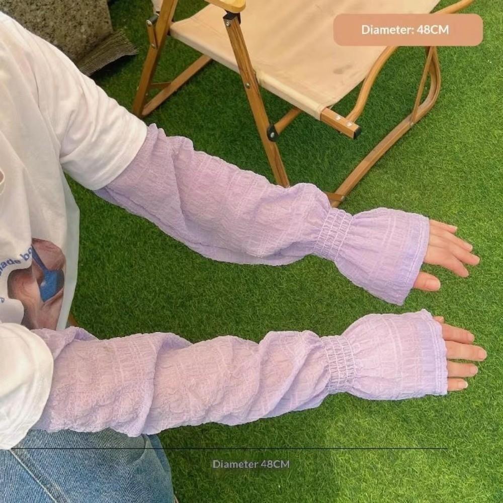 Gradient Color Ice Silk Arm Sleeves Loose Fit Breathable Sun Protection Arm Sleeves Elastic Long Sleeve Fingerless Arm Sleeves