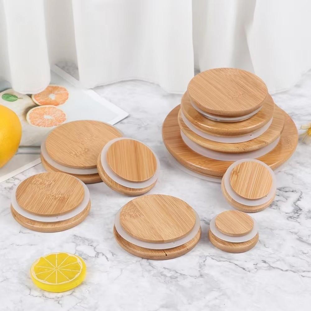 Reusable Bamboo Lids Non Leakage Jar Canning Caps Portable Wooden Covers  Drinking Jar Supplies