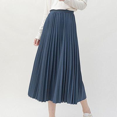 Elegant A Line Pleated Skirt Spring Summer Long Skirt Women Casual High Waisted Maxi Skirts KTB