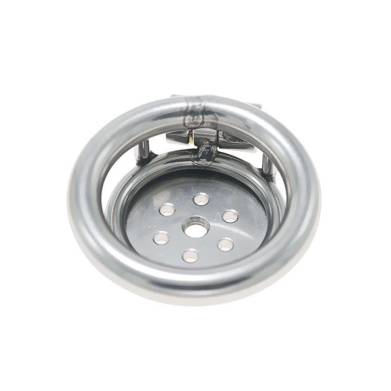 Stainless Steel Flat Chastity Lock Penis Lock Cage CB Chastity Device Bird Cage Men's Sexy Toys with Ring Version