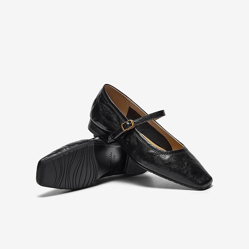 Bata Sheepskin Mary Jane Shallow Women's Vintage Elegant Versatile Flats