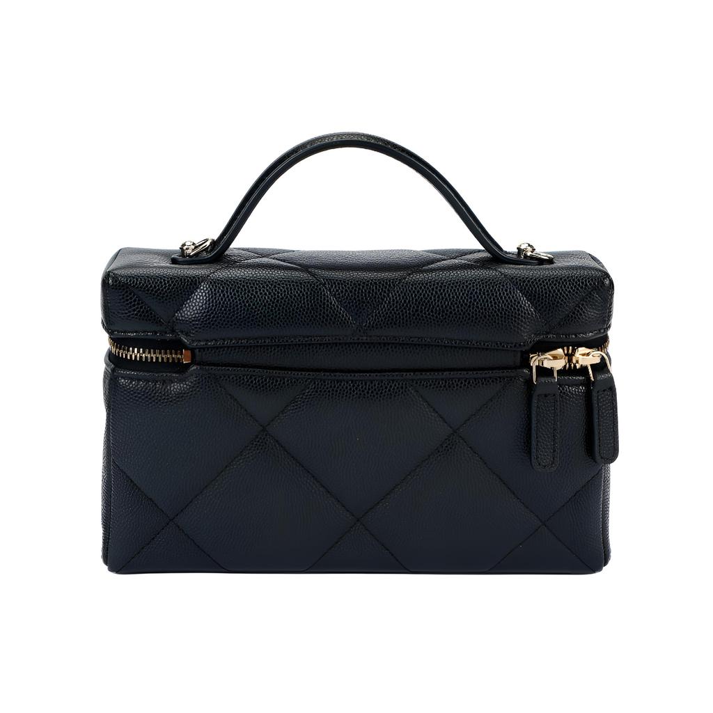 Chanel 25k Brand Logo Made Of Grainy Cowhide With Golden Hardware Handbag For Women Black