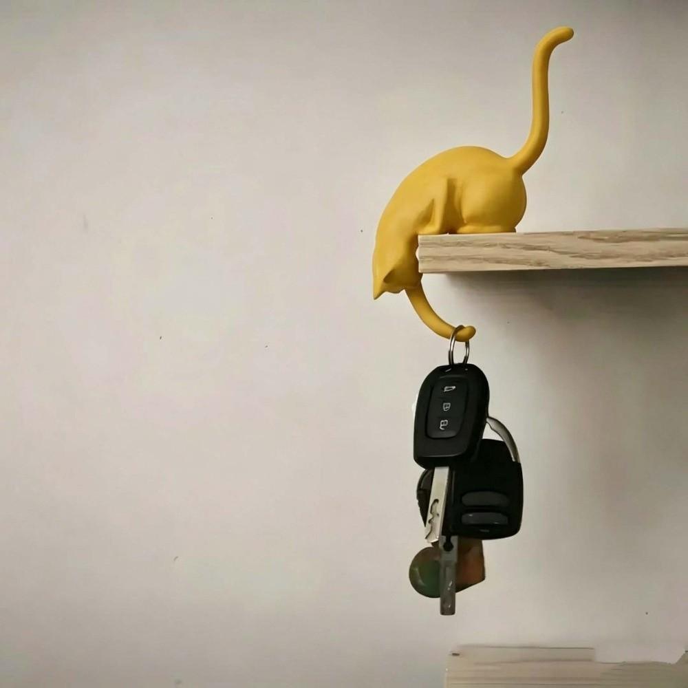 Cute Figurine Cat Wall Hook Light 3D Printed Cat Decor Lamp Cat Shaped Hook Desk Organization