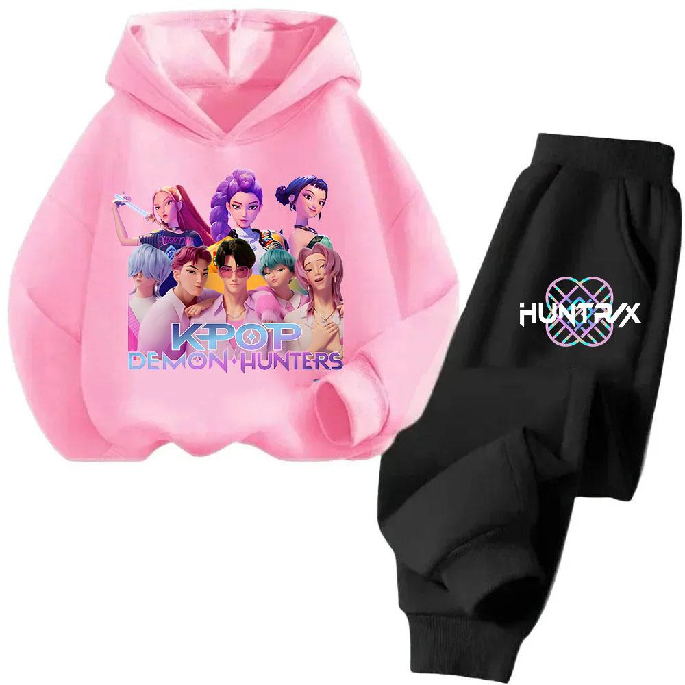 2025 Neu Kinder Koreanische Welle Dämonenjäger Gedruckt Mode Lässig Film Cartoon Jungen und Mädchen Sweatshirt Set