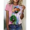Summer Women's 3D Printed Crew Neck T-Shirt Fashion Versatile Breathable Trend Casual