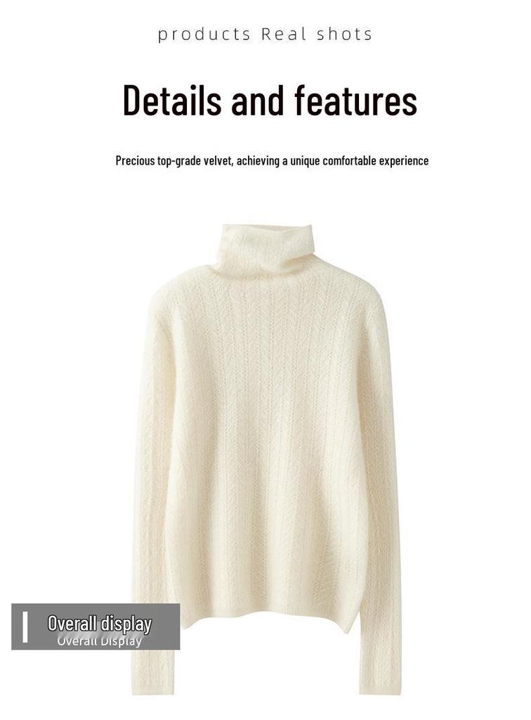 Lekasha Women's Pure Cashmere High Neck Jacquard Innerwear