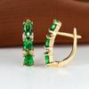 French Style Light Luxury Gold Three Oval Diamond Earrings Buckle Stylish and Fashionable Earring Accessory