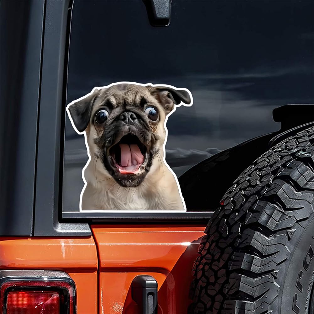 2 Pack 12.5x13cm Funny Pug Vinyl Stickers - Great for Cars, Trucks, Laptops and