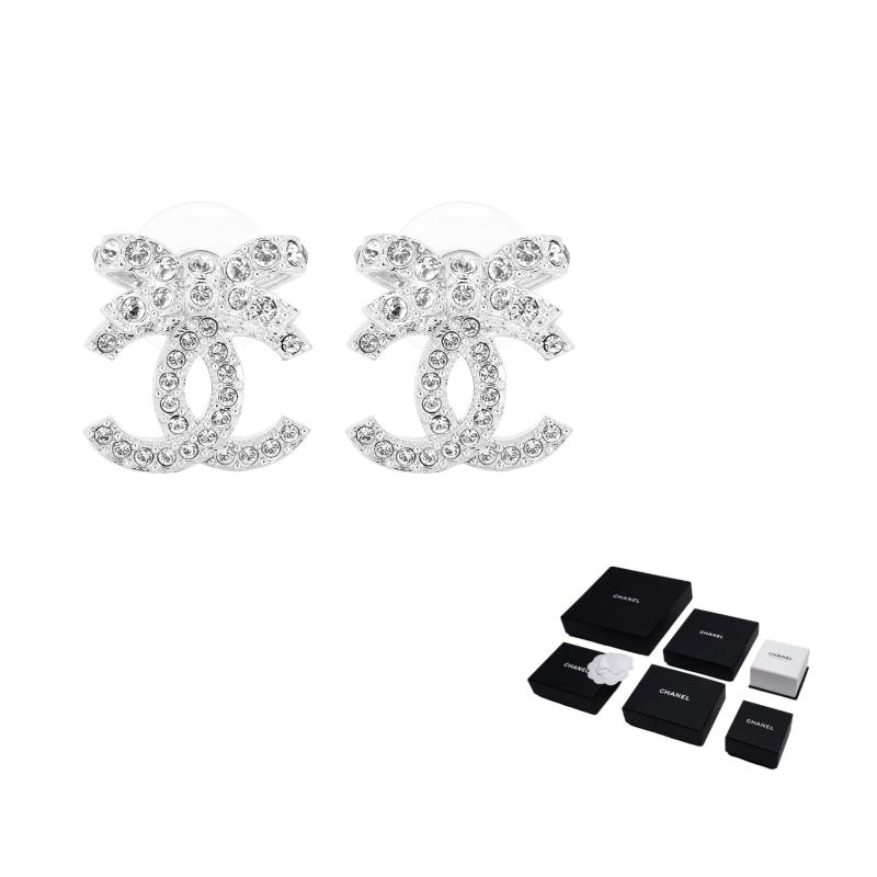 

CHANEL 23s bow double C metal earrings for women золотий