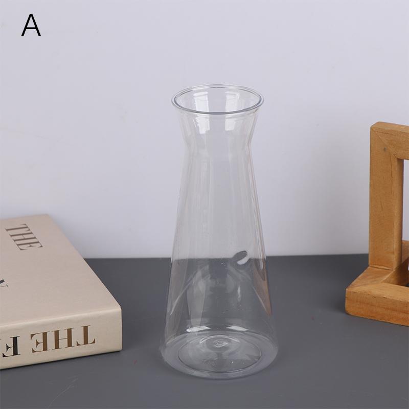 1Pc Plastic Striped Vases Transparent Vases Large-Bellied Vase For Wedding Banquets, Festivals And Home Table Decoration