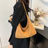 Large Capacity Stylish Vintage Suede Shoulder Bag For Women In Classic Black And Brown Tones Ideal For Everyday Use