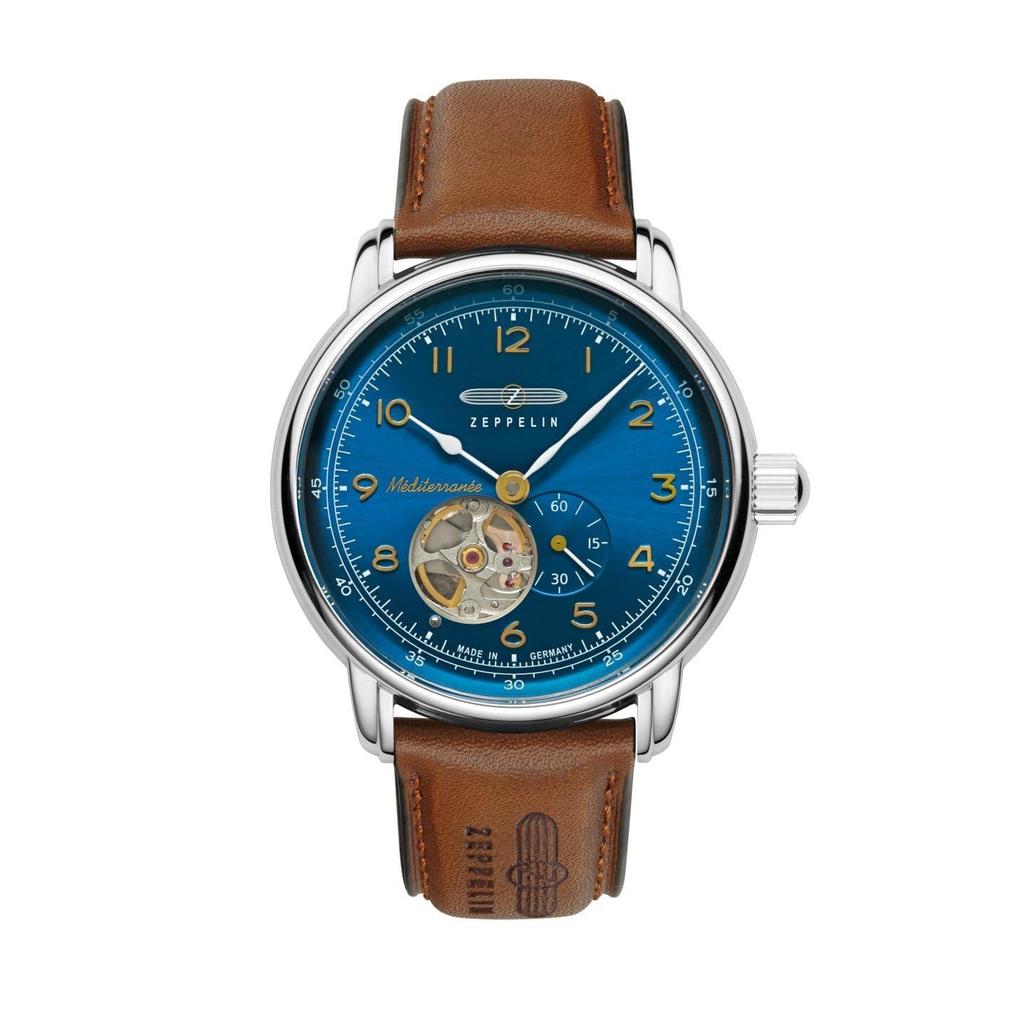 ZEPPELIN Mens Watch Mediterranee 9666-3 Automatic 5 ATM Water Resistant Mineral Glass Blue Dial Stainless Steel