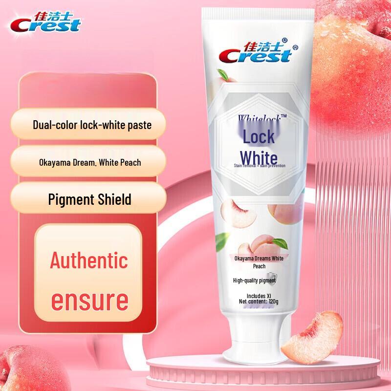 Crest Dual-Color Whitening Toothpaste, White Peach 120g