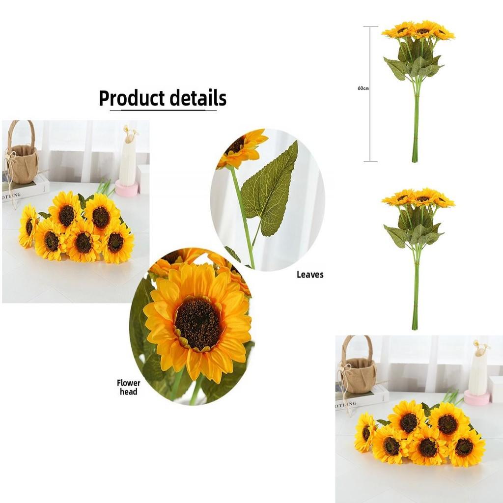 Sunflower Faux Flower Display With Fixed Shape Silk Craft For Event And Photography Use