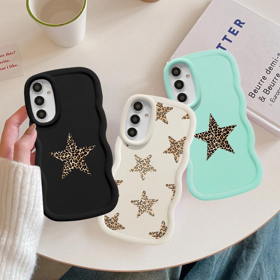 Soft Phone Cover Case for Samsung Galaxy A14 A16 A15 A21s A11 A13 A52 A12 A04 A22 A23 A53 A03 A06 A05 A33 Leopard Star Design