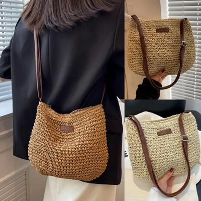 Damenmode Sommer Stroh Umhängetasche Frauen Strand Urlaub Shopping Woven Schulter Handtasche Messenger Geldbörsen Für Frauen Taschen