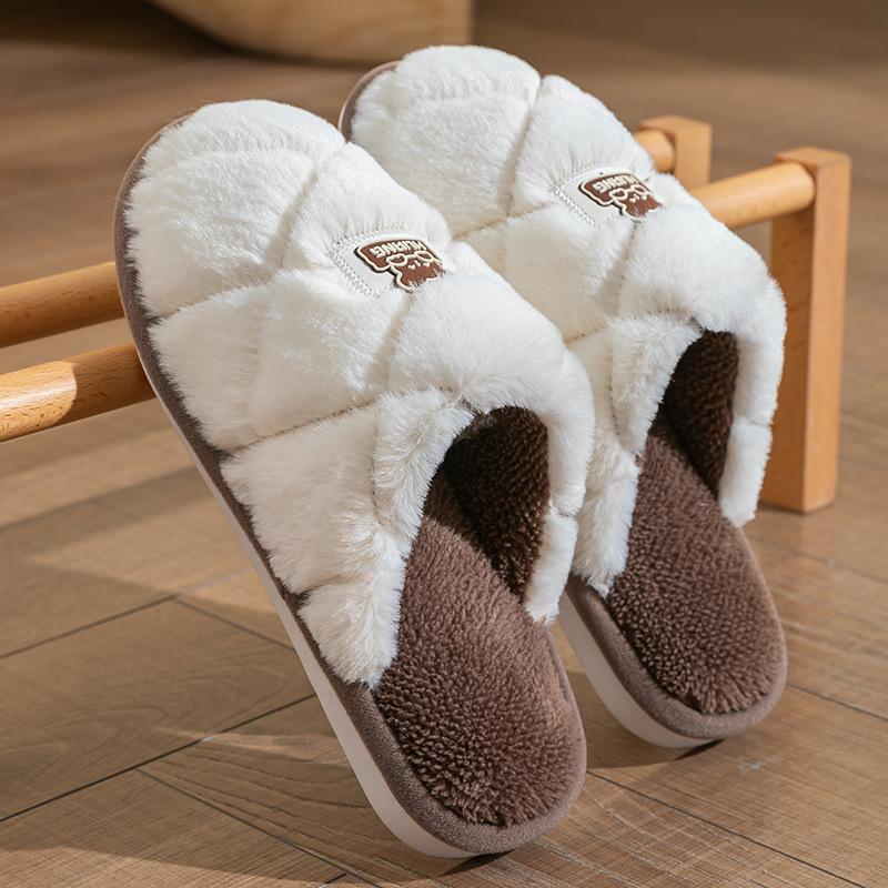 

Хлопковые тапочки, Домашние теплые и противоскользящие шерстяные туфли для дома Fits 35-36