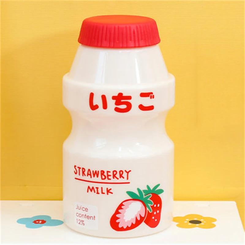 480ml Cute Yogurt Water Bottle Portable Plastic Travel Drinking Bottle Creative Milk Water Cup Carton Shaker Bottle For Kid Girl