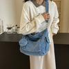 2026 Nuove Borse a Tracolla Colore Solido Semplicità Giovanile Borse da Donna Casual Denim Zip Filo di Cucitura Borse a Spalla