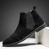 Men Suede Leather Chelsea Boots British Style Pointed-toe Dress Boots Outdoor Comortable Non Slip Mens Ankle Boots
