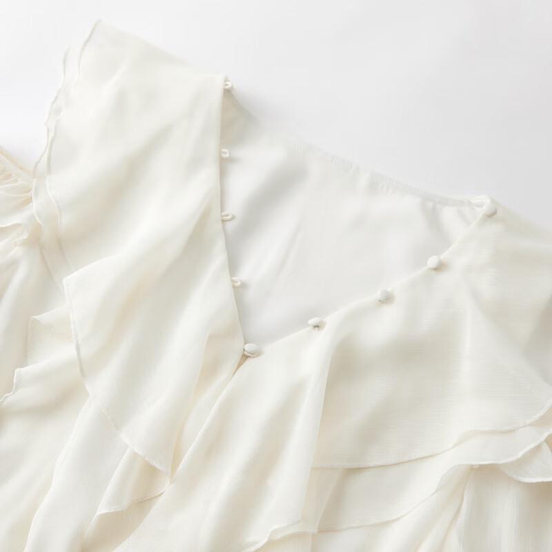 Elegant V-Neck Flared Sleeve Ruffle Dress