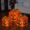 Handmade Pumpkin Face Props 3Pcs Lighted Halloween Gift Boxes Spooky Glowing Outdoor Doorway Landscaping Presents Box Warm Light Holiday Ornament