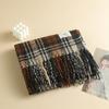 Premium contrasting color plaid scarf, winter warm couple scarf dual-purpose fringed decorative shawl