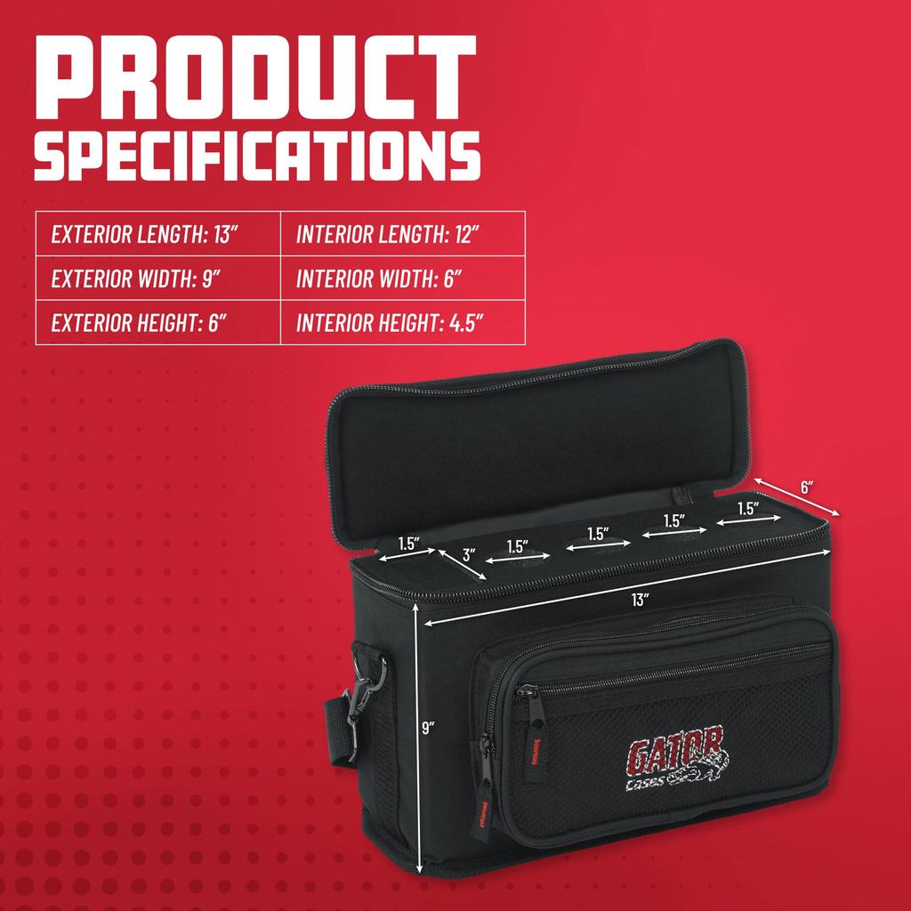 Gator Cases Nylon Carrying Bag for GM Series GM-4 Dynamic Microphones, Holds 4 [Shoulder Strap Included] [Official Japanese Product]