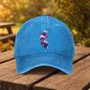 Pink Flame Skull Print Washed Baseball Cap Adjustable Distressed Cotton Outdoor Sports Hat