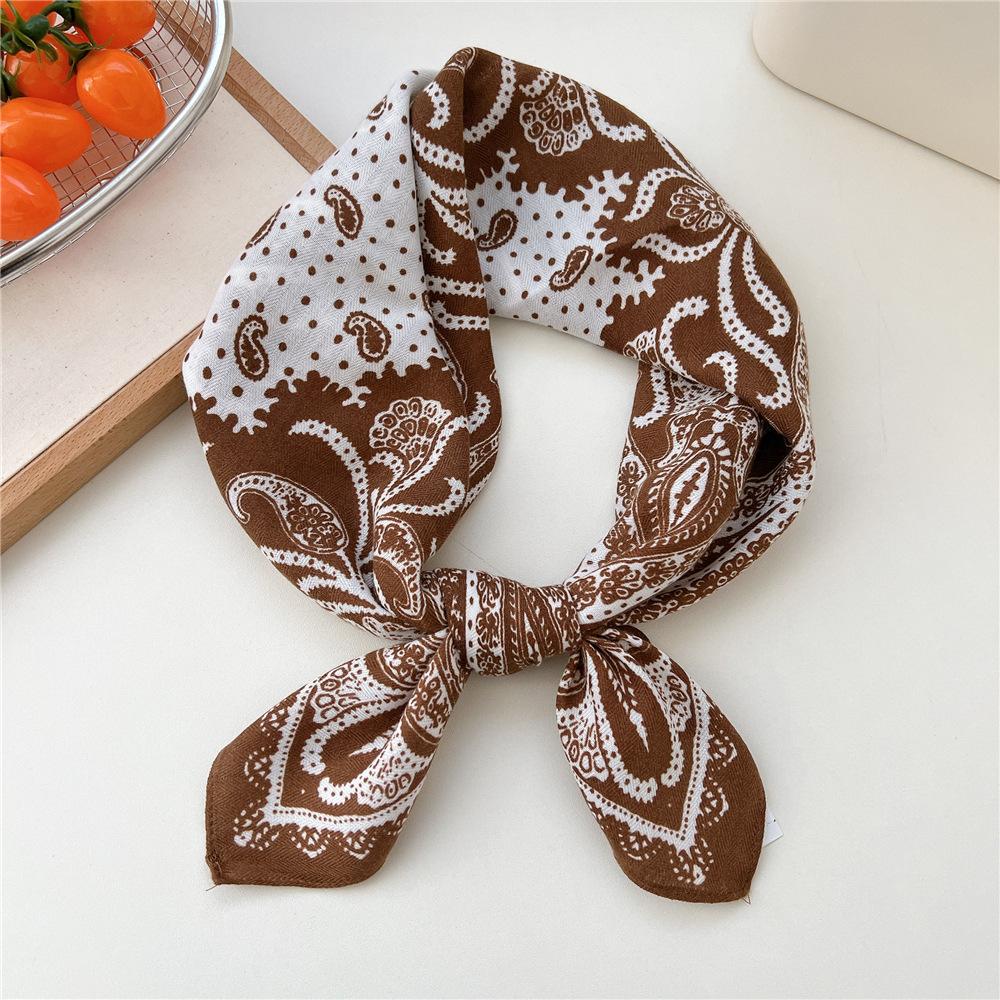Paisley Flower Print Handkerchief Soft Cotton Linen Head Neck Scarves Hair Scarf Neckerchief Headscarves Square Scarf Headband