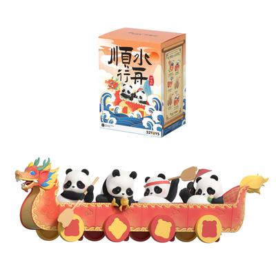 52TOYS BLINDBOX Panda Roll Dragon Boat Racing Series Blind Box Trading Figure, Haired Panda Figure, Collectible Figure, Dragon Boat, Painted,