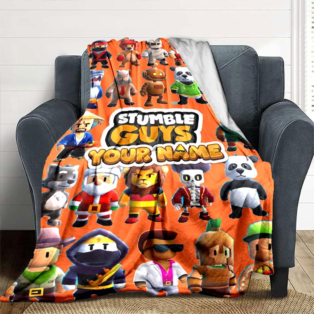 Stumble Guys Customize Your Name Blanket Gift Customizable Blanket Soft & Cozy Great for Couch Bed Seaside Living Room Ideal for All Seasons