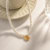 Youthway Glass Pearl Heart Stainless Steel Pendant Necklace Aesthetic Luxury Chain Jewelry Women Gift  New