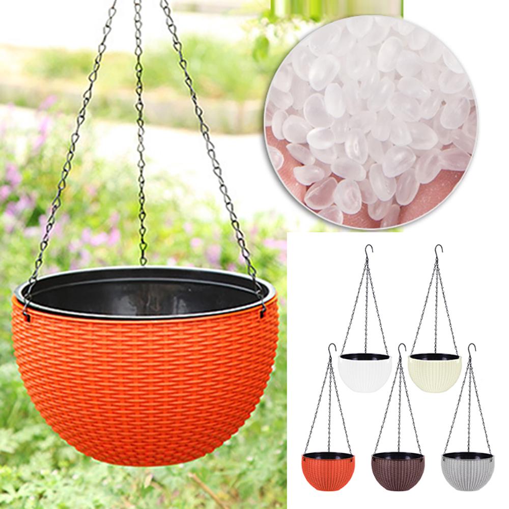 Rattan Plaited Hanging Basket Garden Flower Pot Resin Chic Planter with Chain! Rattan Plaited Hanging Basket Garden Flower Pot Resin Chic Planter with Chain!