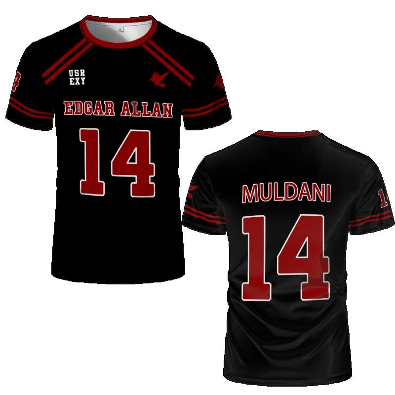 2026 New The Foxhole Court Edgar Allan Ravens Lacrosse Jersey Cosplay Riko Moriyama 3D Tshirt All For The Game Kids Uniform