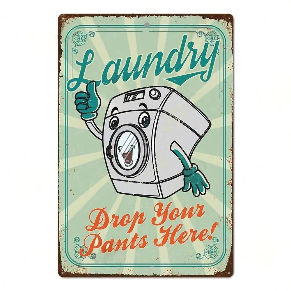 Laundry Room Billboard Vintage Metal Tin Sign Decor Funny Poster Plate Rust Decorative Plaque Tinplate Dry Clean Store Signs