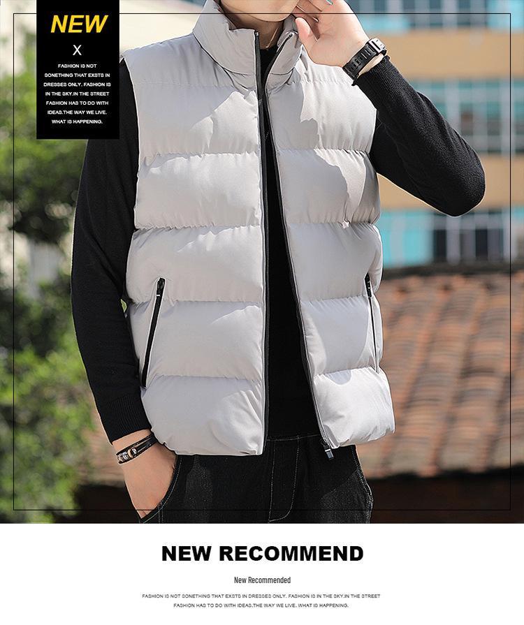 Men's Autumn/Winter Thickened Stand-up Collar Cotton-padded Vest