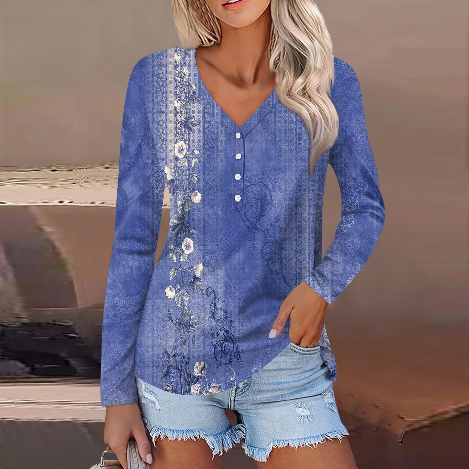 

Женский модный повседневный топ на пуговицах с длинным рукавом и цветочным принтом, v-образным вырезом и пуговицами XL арбуз красный