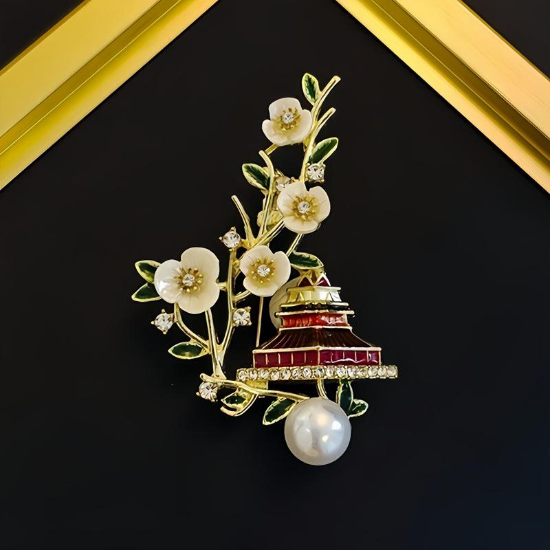 Elegante chinesische Retro-Emaille-Brosche Phönix & Schmetterling für Damen